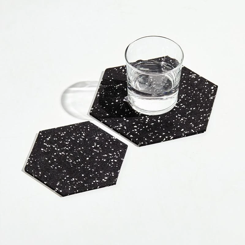Slash Objects Hex Recycled Rubber Trivet Set - Speckled Black Slash Objects Hex Recycled Rubber Trivet Set - Speckled Black