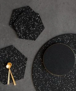 Slash Objects Kitchen + Dining Round Recycled Rubber Placemat - Speckled Black