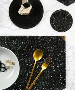 Slash Objects Best Sellers Round Recycled Rubber Coaster Set - Speckled Black