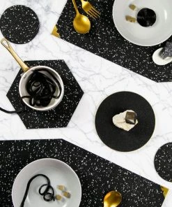 Slash Objects Best Sellers Round Recycled Rubber Coaster Set - Speckled Black