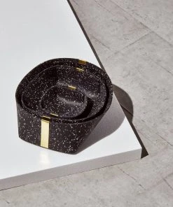 Slash Objects Recycled Rubber + Brass Basket Set - Speckled Black Home Goods