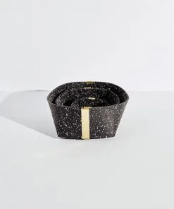 Slash Objects Recycled Rubber + Brass Basket Set - Speckled Black Home Goods