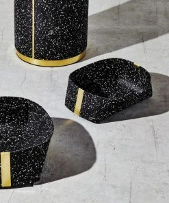 Slash Objects Recycled Rubber + Brass Basket Set - Speckled Black Home Goods