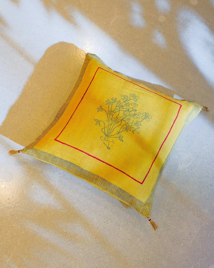 Soil To Studio Best Sellers Aditi Linen Throw PIllow Cover - Yellow 5 Soil To Studio Best Sellers Aditi Linen Throw PIllow Cover - Yellow