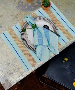 Soil To Studio Indu Linen Napkin Set - Tiffany Blue