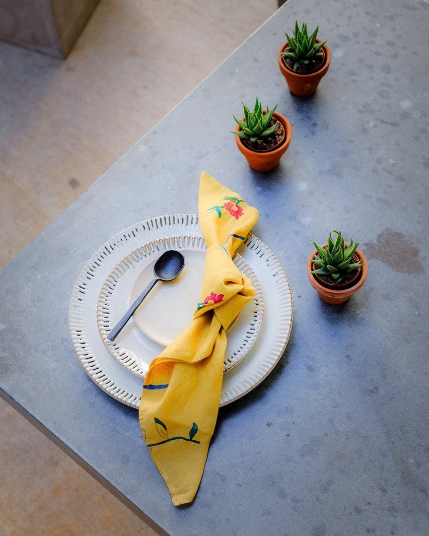 Soil To Studio Zeenat Linen Napkin Set - Dandelion BIPOC Owned 3 Soil To Studio Zeenat Linen Napkin Set - Dandelion BIPOC Owned