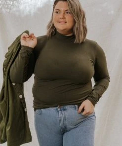 Mien Sol Mock Neck Long Sleeve Top