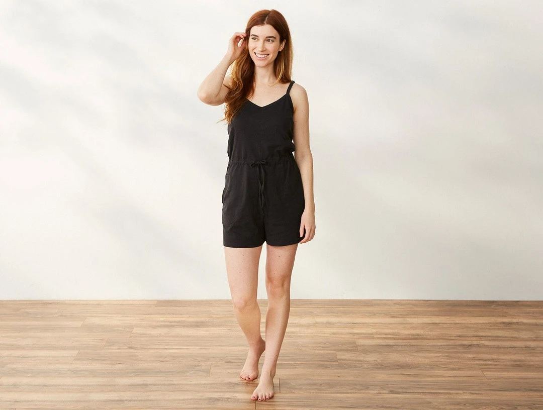 Coyuchi Solstice Short Romper - Deep Graphite 4 Coyuchi Solstice Short Romper - Deep Graphite