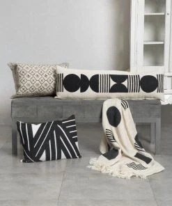 Casa Amarosa Stripe Sky Throw Pillow Cover - Black