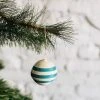 Azizi Life Striped Woven Ball Ornament - Emerald Green BIPOC Owned