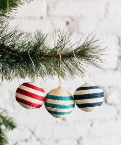 Azizi Life Striped Woven Ball Ornament - Pink BIPOC Owned