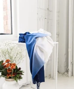 Studio Variously Azure Cashmere Throw Blanket