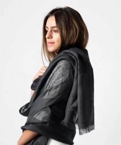 Studio Variously Charcoal Linen Scarf  Accessories