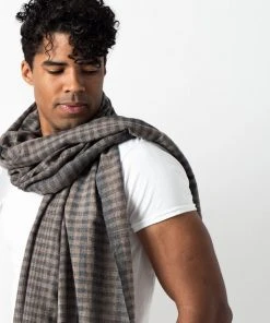 Studio Variously Fawn Checks Merino Scarf