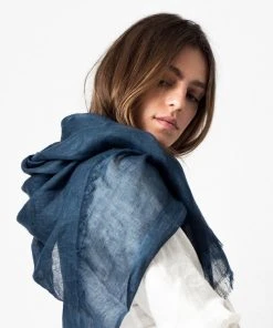 Studio Variously Midnight Blue Linen Scarf  Accessories