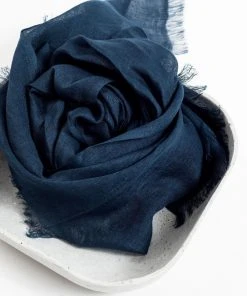 Studio Variously Midnight Blue Linen Scarf  Accessories