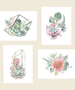 Cute Root Succulent Arrangements Plantable Cards - 8 Pack Greeting Cards