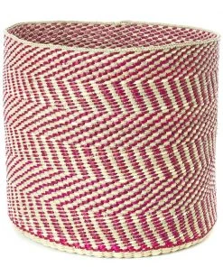 Swahili African Modern Berry And Natural Maila Milulu Reed Basket