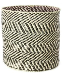 Swahili African Modern Black And Natural Maila Milulu Reed Basket Home Goods
