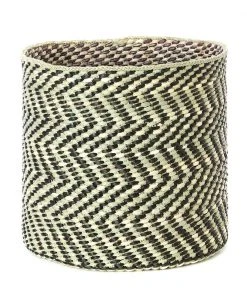 Swahili African Modern Black And Natural Maila Milulu Reed Basket Home Goods