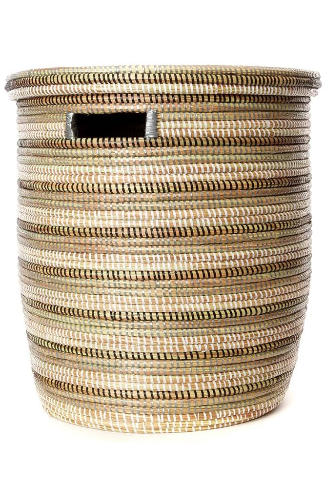 Swahili African Modern Home Goods Black, White And Silver Stripe Peace Corps Hamper 1 Swahili African Modern Home Goods Black, White And Silver Stripe Peace Corps Hamper