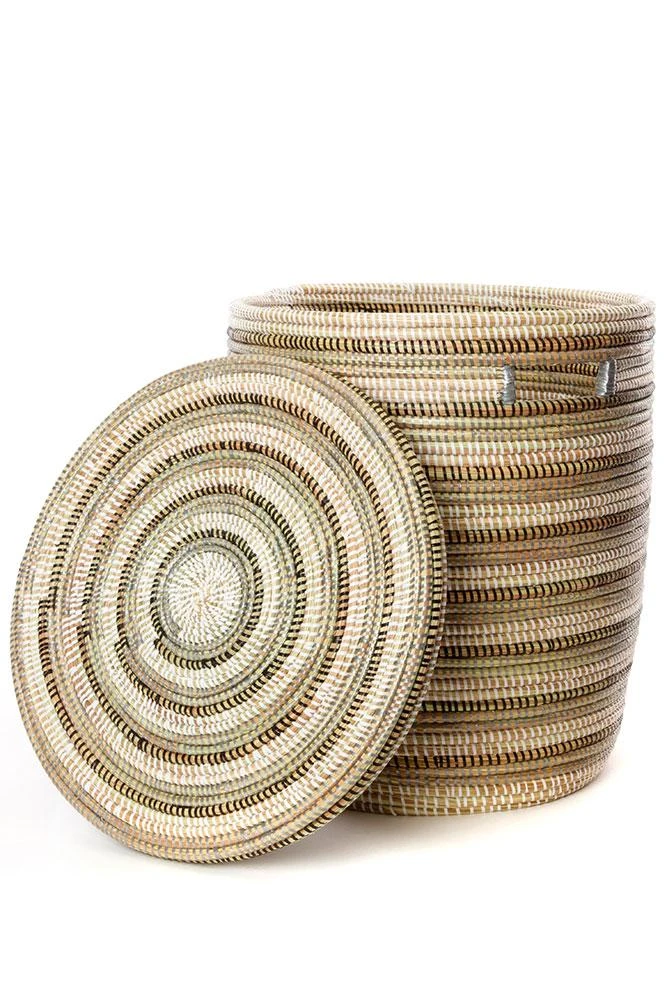 Swahili African Modern Home Goods Black, White And Silver Stripe Peace Corps Hamper 2 Swahili African Modern Home Goods Black, White And Silver Stripe Peace Corps Hamper