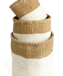 Swahili African Modern Dual Tone Sisal Basket Set Home Goods