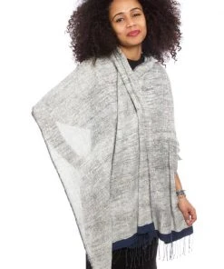 Swahili African Modern Ethiopian Stella Shawl - Blue Accessories