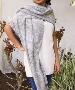 Swahili African Modern Ethiopian Stella Shawl - Gray Accessories
