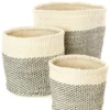 Swahili African Modern Gray And Cream Twill Nesting Basket Set