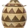 Swahili African Modern Large Black And Cream Dune Laundry Hamper Basket