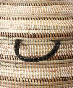 Swahili African Modern Home Goods Large Black, Silver & White Striped Laundry Hamper