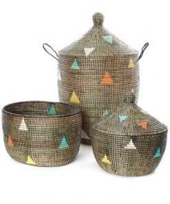 Swahili African Modern Large Teranga Triangles Hamper Basket