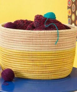 Swahili African Modern Lemon Dipped Knitting Basket