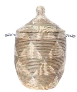Swahili African Modern Medium Silver Triangle Laundry Hamper