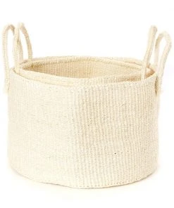 Swahili African Modern Natural Sisal Kamba Floor Basket Home Goods