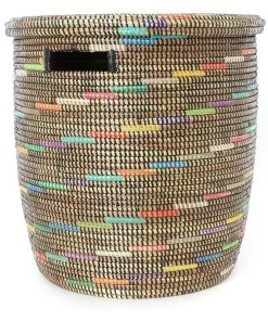 Swahili African Modern Sable Swirl Flat Lid Storage Basket Home Goods