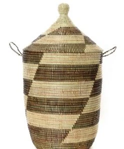 Swahili African Modern Black And Beige Mixed Pattern Hamper Set
