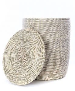 Swahili African Modern Solid White Classic Hamper Set