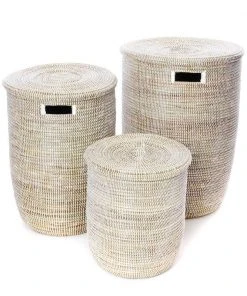 Swahili African Modern Solid White Classic Hamper Set