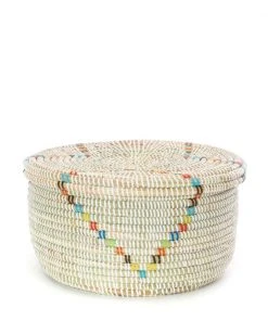 Swahili African Modern Rainbow Garland Lidded Storage Basket Set Staff Favorites