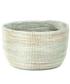 Swahili African Modern Solid White Knitting Basket Home Goods