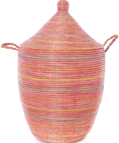 Swahili African Modern Home Goods Large Sunrise Stripes Laundry Hamper Basket