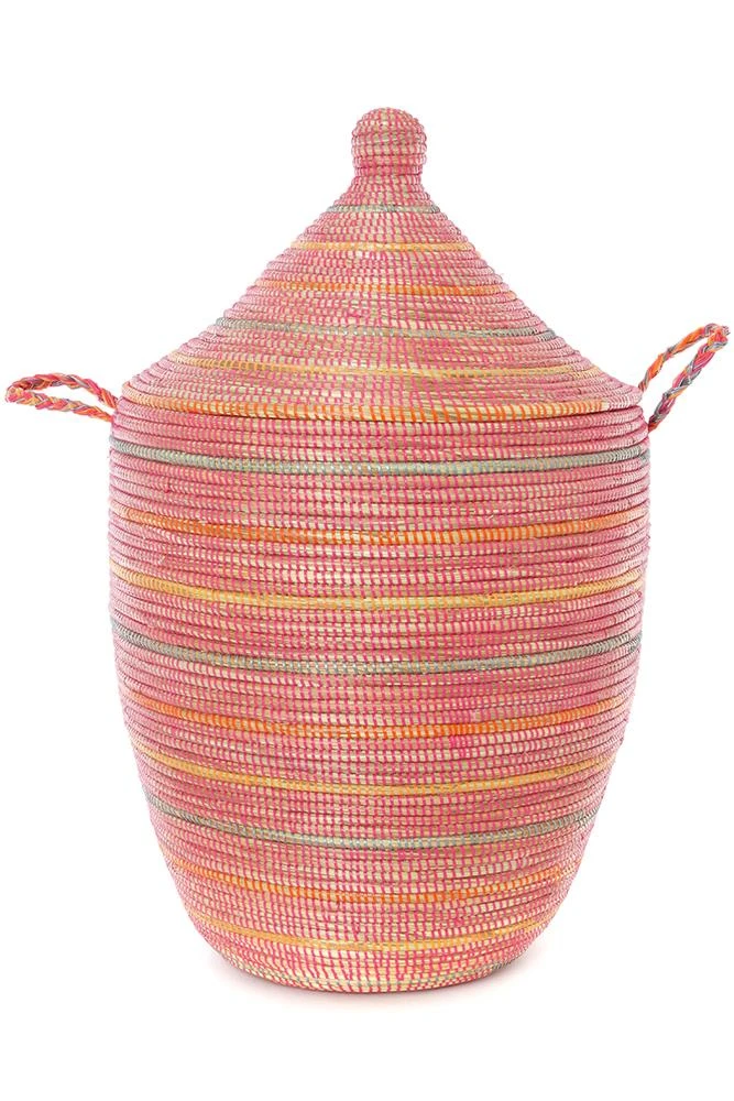 Swahili African Modern Home Goods Large Sunrise Stripes Laundry Hamper Basket Swahili African Modern Home Goods Large Sunrise Stripes Laundry Hamper Basket