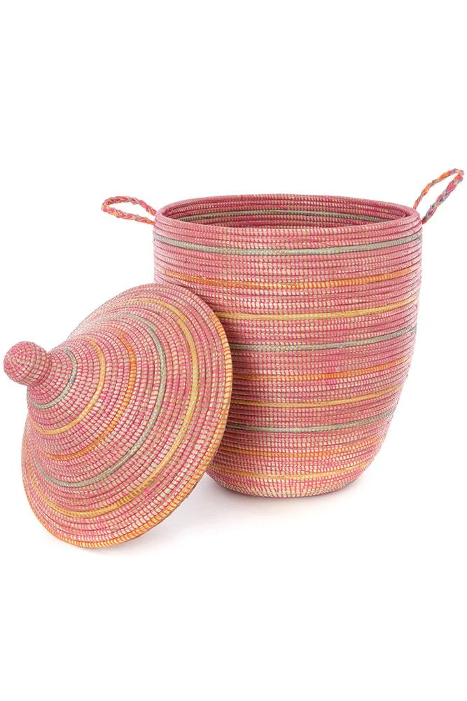 Swahili African Modern Home Goods Large Sunrise Stripes Laundry Hamper Basket Swahili African Modern Home Goods Large Sunrise Stripes Laundry Hamper Basket