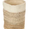 Swahili African Modern Tall Natural Sisal And Banana Fiber Twill Basket Home Goods