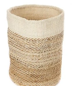 Swahili African Modern Tall Natural Sisal And Banana Fiber Twill Basket Home Goods