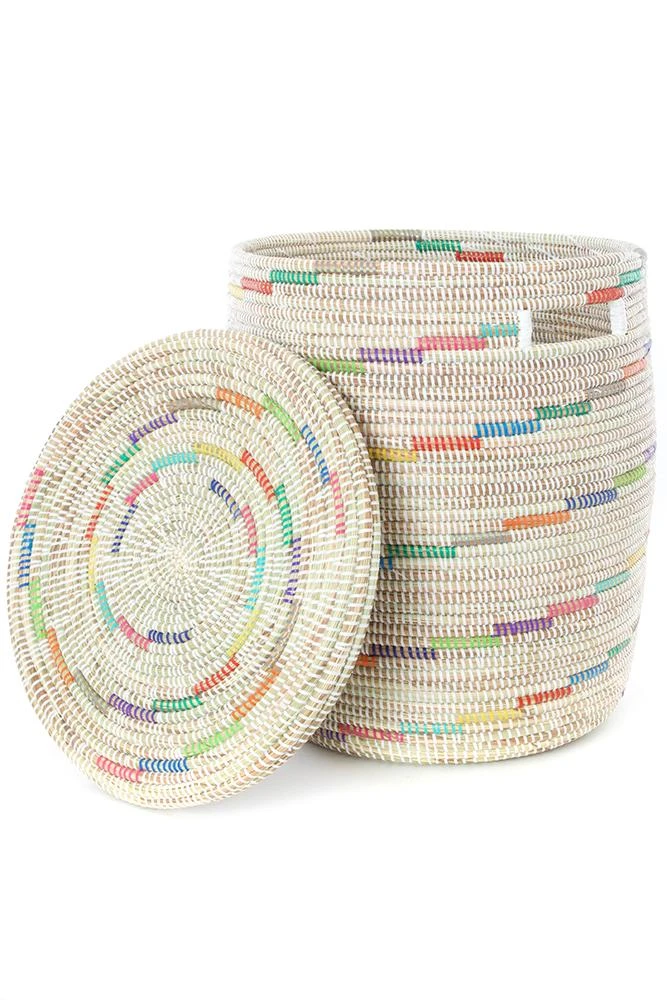 Swahili African Modern Vanilla Sugar Swirl Flat Lid Storage Basket Home Goods 2 Swahili African Modern Vanilla Sugar Swirl Flat Lid Storage Basket Home Goods