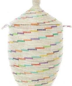 Swahili African Modern Home Goods Large Vanilla Sugar Swirl Laundry Hamper Basket