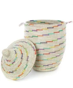Swahili African Modern Home Goods Large Vanilla Sugar Swirl Laundry Hamper Basket